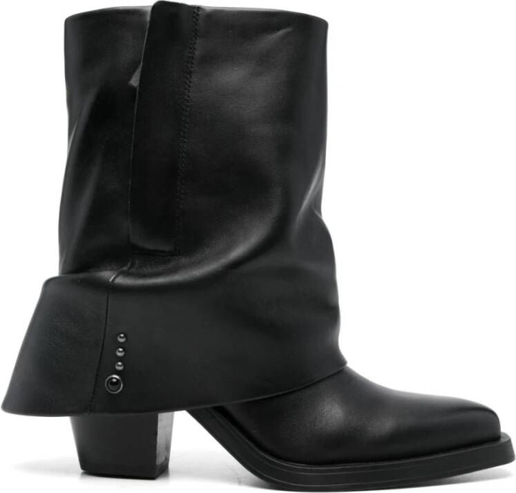 Ash Studded Leren Enkellaarzen Zwart Black Dames