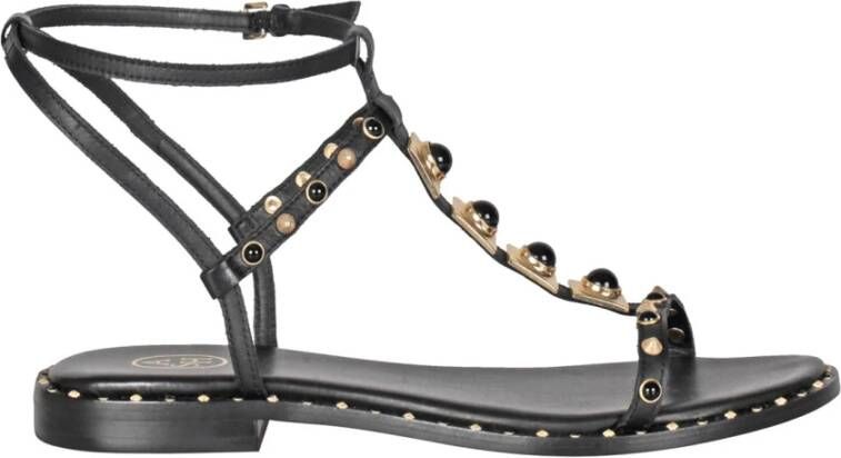 Ash Studded Leren Sandaal Lage Hak Black Dames