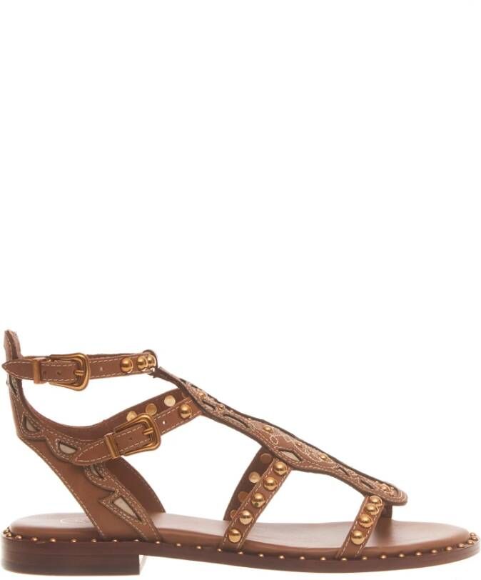 Ash Studded Leren Sandalen Goud Brown Dames