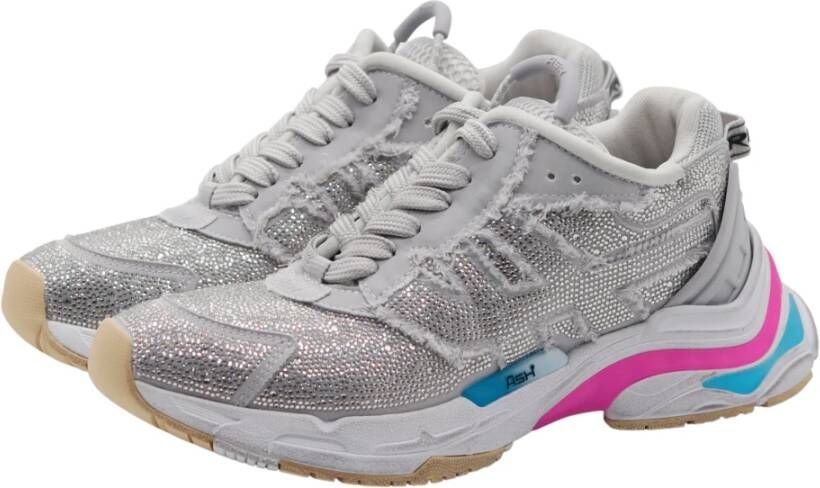 Ash Zilveren Mesh Hoge Sneakers met Prachtige Details Grijs Dames