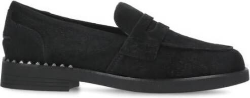 Ash Zwarte Cow Hair Loafers Ronde Neus Black Dames