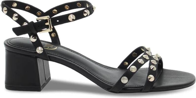 Ash Zwarte en Gouden Leren Platte Sandalen voor Vrouwen Zwart Dames