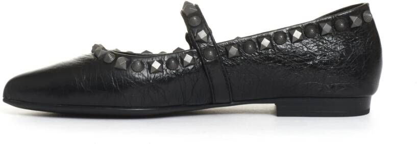 Ash Zwarte leren ballerina's met studs Black Dames