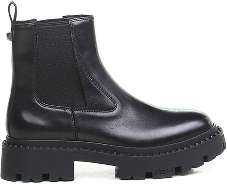 Ash Zwarte Leren Chelsea Boots met Metalen Applicaties Black Dames