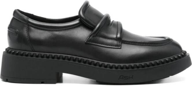 Ash Zwarte Leren Instap Penny Loafers Black Dames