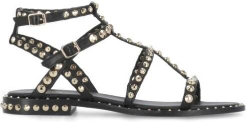 Ash Zwarte Leren Sandalen met Studs Black Dames