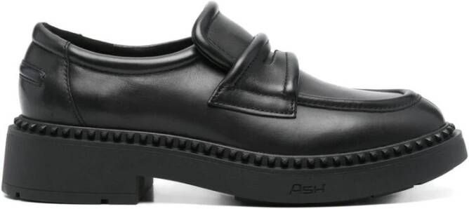 Ash Zwarte Leren Slip-On Penny Loafers Black Dames