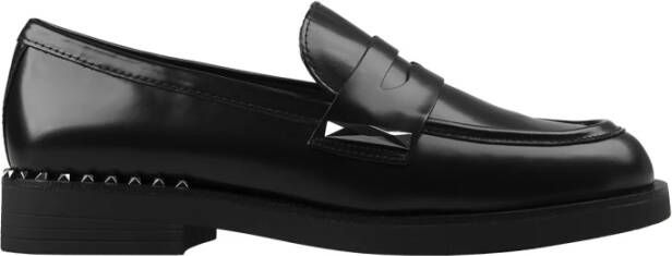 Ash Zwarte Leren Stud Loafers Black Dames