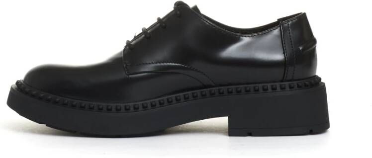 Ash Zwarte Leren Veterschoenen Black Dames