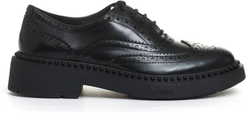 Ash Zwarte leren veterschoenen Black Dames