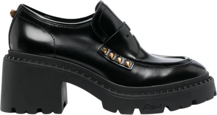 Ash Zwarte studded leren loafers Zwart Dames