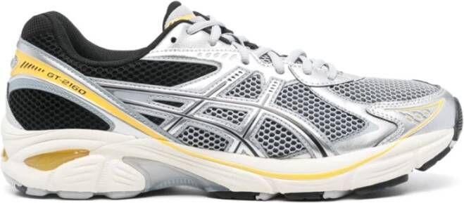 ASICS Grijze Mesh Sneakers met Leren Afwerking Gray Heren