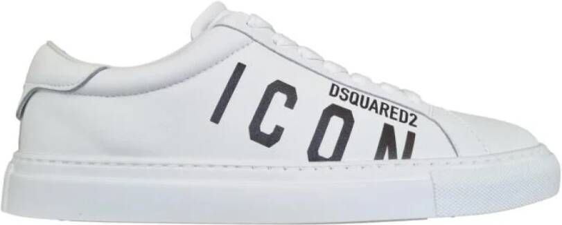 Dsquared2 Leren sneakers met 'Icon' logo White Heren