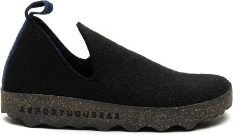 Asportuguesas Zwarte Sneakers City Felt Black Dames