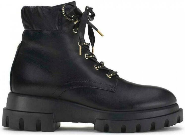 AGL Luxe Vetersluiting Leren Booties Black Dames