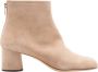 Attilio Giusti Poeder Velours Minimalistische Laars met Cilindrische Hak Beige Dames - Thumbnail 1