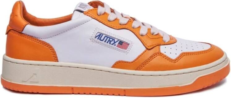 Autry Tweekleurige Leren Lage Sneakers White Heren