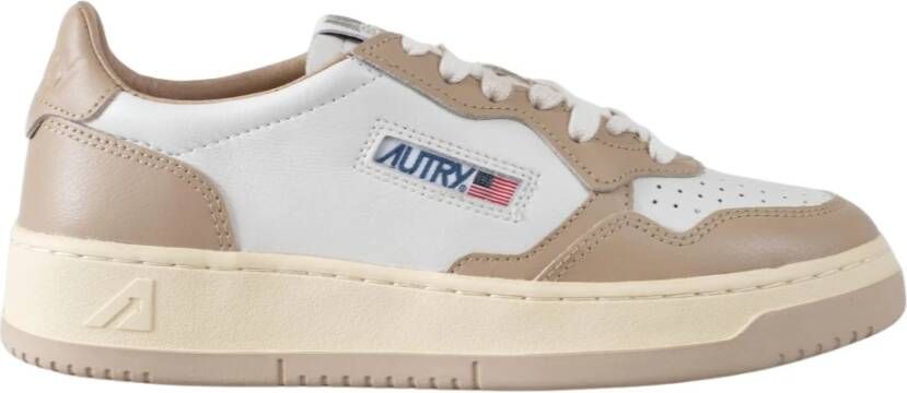 Autry Beige en wit leren sneakers Beige Dames