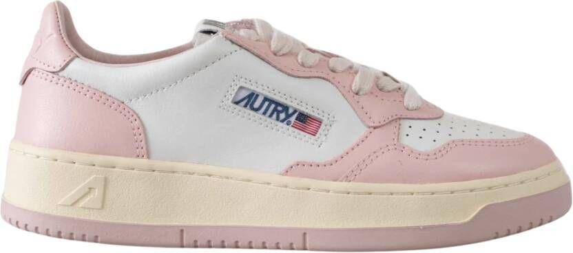 Autry Beige en witte leren sneakers Pink Dames