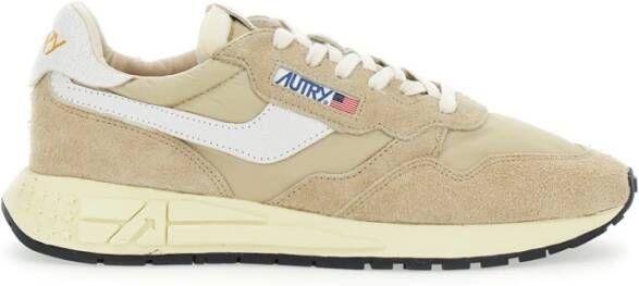 Autry Beige Nylon Sneakers met Suède Inzet Multicolor Dames