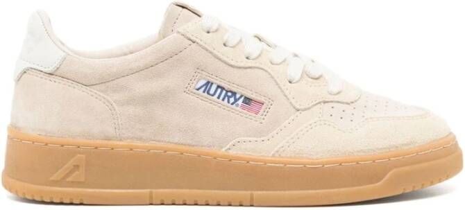 Autry Beige Suède Color-Block Sneakers Beige Dames