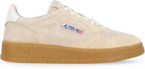 Autry Beige Suède Leren Sneakers voor Vrouw Beige Dames