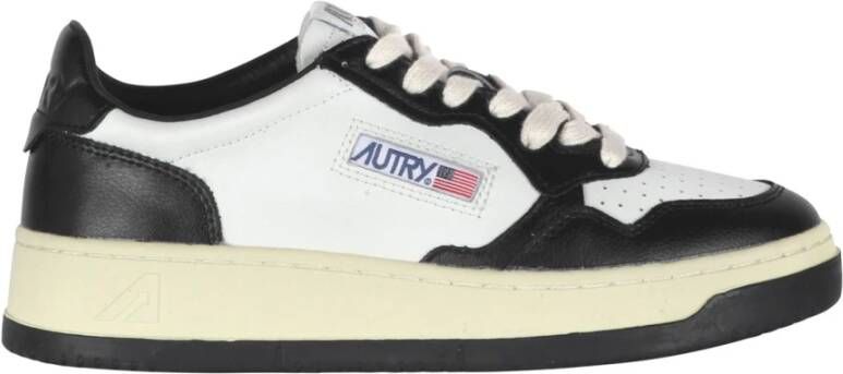 Autry Bicolor Leren Sneakers met Geborduurd Logo Zwart Dames