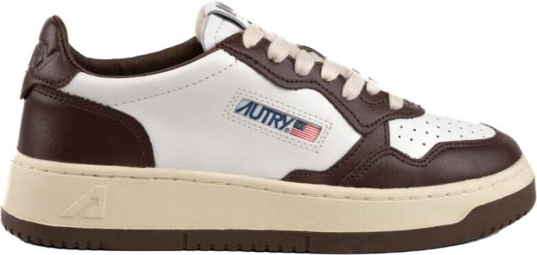 Autry Bicolor leren sneakers met logo Brown Dames