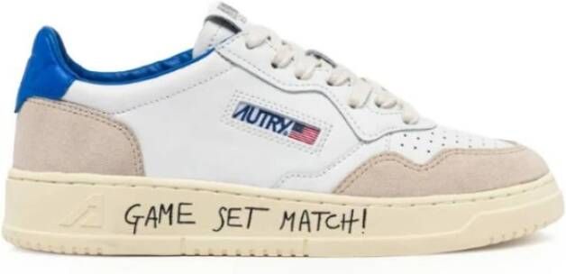 Autry Blauw en wit leren sneakers White Dames