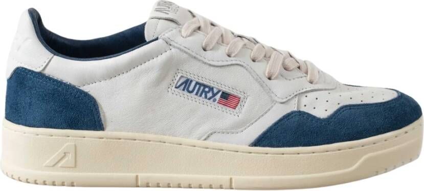 Autry Blauw en Wit Medalist Low Sneakers White Heren