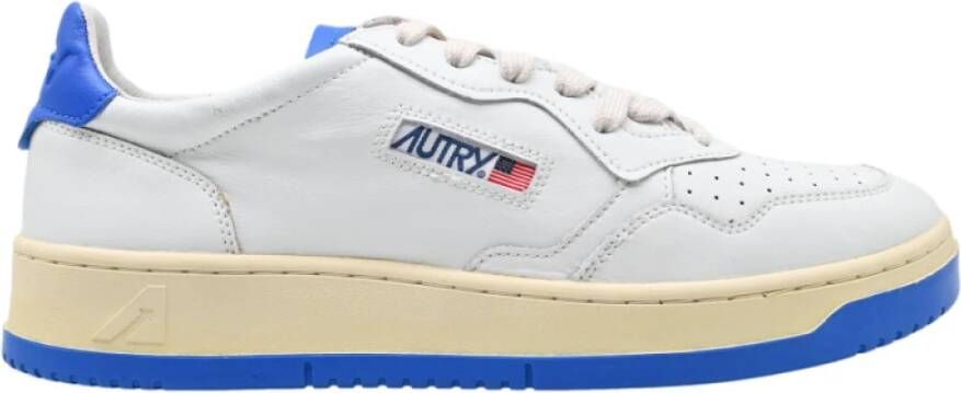 Autry Blauwe Leren Lage Logo Sneakers White Heren