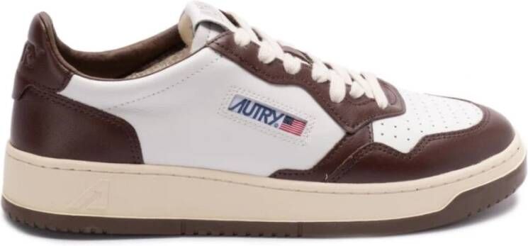 Autry Bruin Leren Sneakers Paneelontwerp Brown Heren