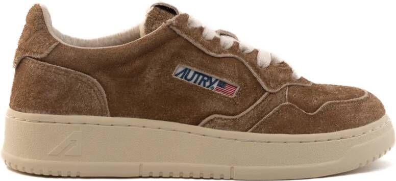 Autry Bruin Texas Medalist Low Suède Sneakers Beige Dames