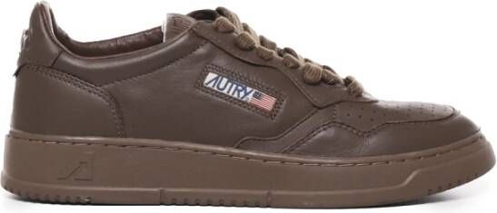 Autry Bruine Koeienhuid Sneakers Witte Zool Brown Heren