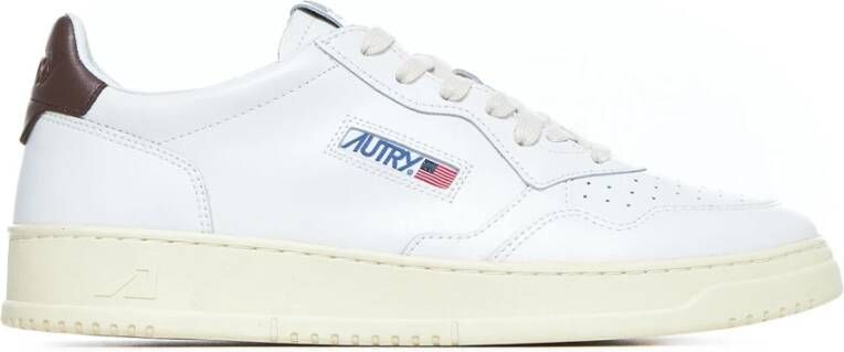 Autry Witte bruine leren sneakers Vintage geïnspireerd ontwerp Wit