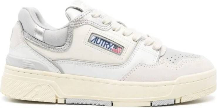 Autry CLC Lage Sneakers Wit Grijs Koeienhuid White Dames