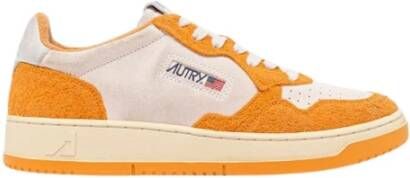 Autry Leren sneakers met logo-details en kleurblok-ontwerp Yellow Heren