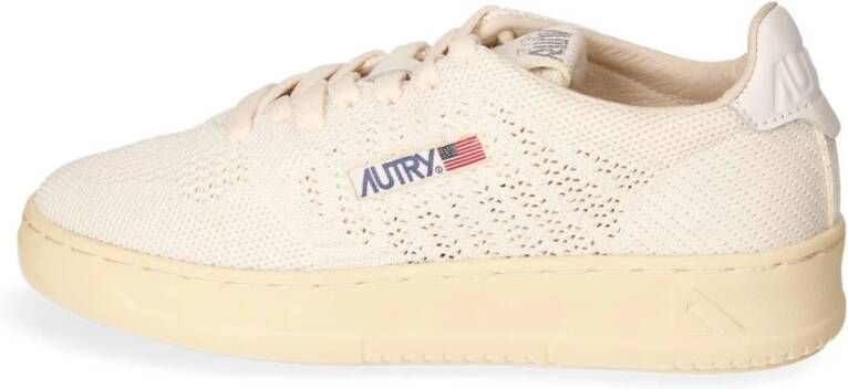 Autry Geperforeerde Ivoor Gebreide Lage Sneaker White Heren