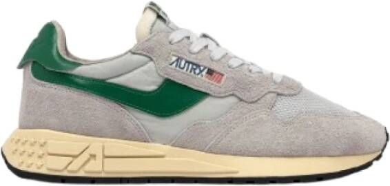 Autry Grijsgroene Leren Sneakers Reelwind Low Gray Heren