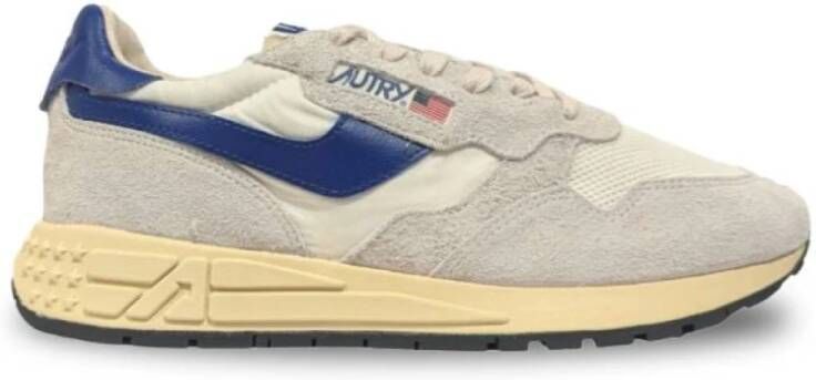 Autry Grijze en witte leren sneakers met blauwe details Multicolor Heren