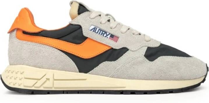 Autry Grijze en zwarte sneakers met oranje details Multicolor Heren