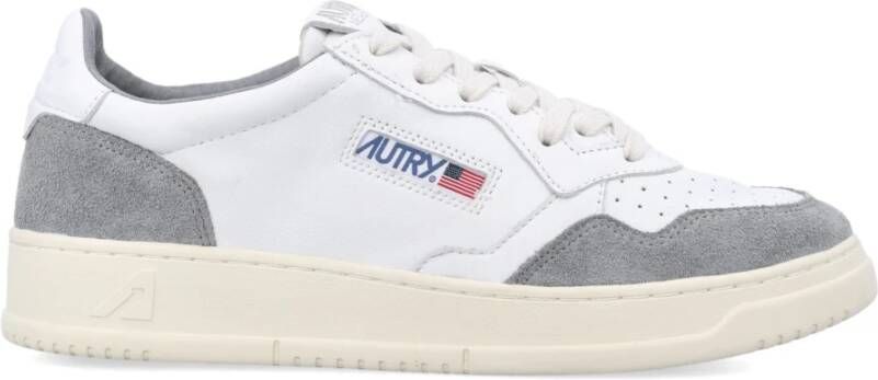 Autry Grijze Leren Sneakers met Borduurdetails White Heren