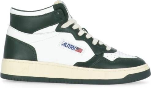 Autry Groene leren hoge sneakers Green Dames