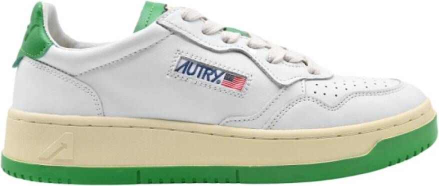 Autry Groene Leren Logo Sneakers White Dames