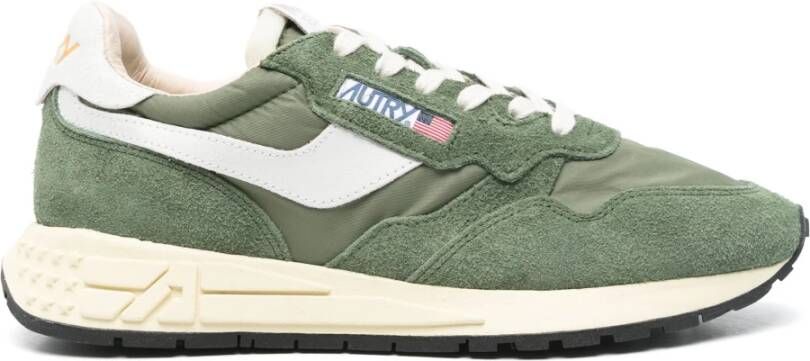 Autry Lage Sneakers in Militaire Stijl van Nylon en Suède Green Heren