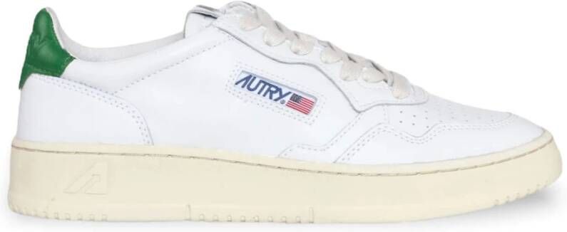 Autry Groene leren tab-schoenen White Heren