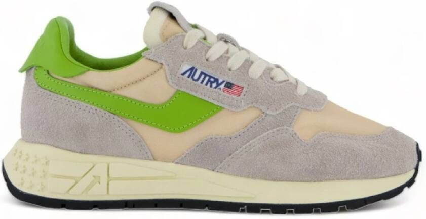 Autry Innovatieve Hardloopsneakers Grijs Beige Fluo Groen Multicolor Dames