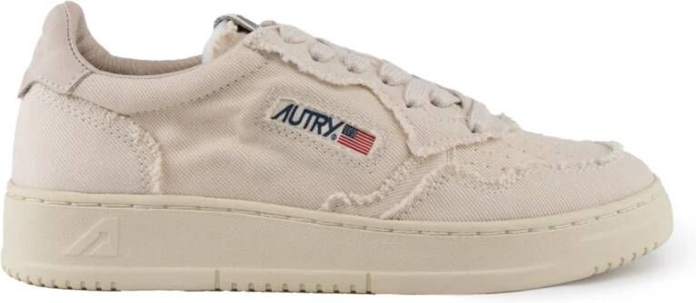 Autry Ivory Denim Low Medalist Sneakers Beige Dames