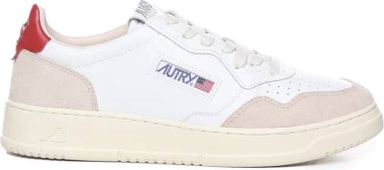 Autry Vintage-geïnspireerde Lage Sneakers Wit Rood Wit Heren