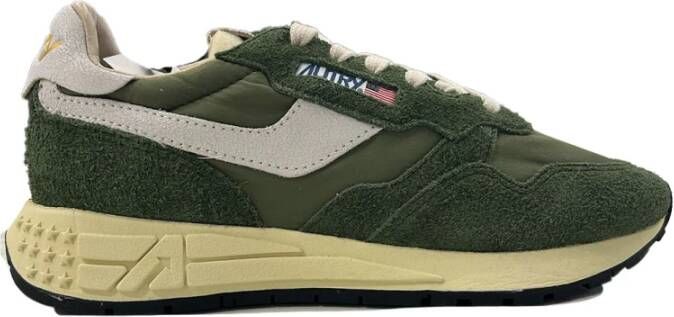 Autry Lage Sneakers in Militaire Stijl van Nylon en Suède Green Heren